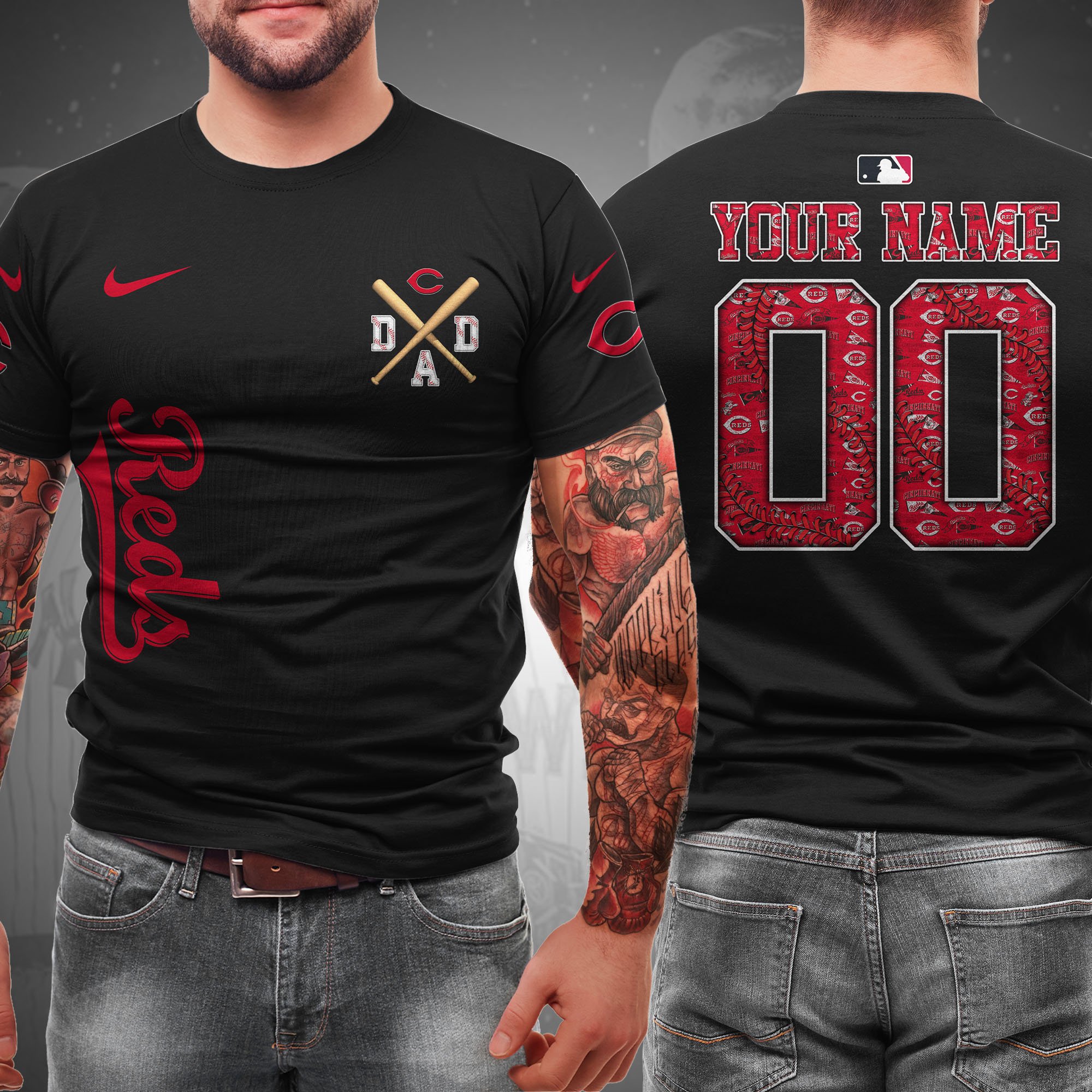 Cincinnati Reds T-Shirt Custom Name And Number, Sport Team Shirt, Gifts For Dad 