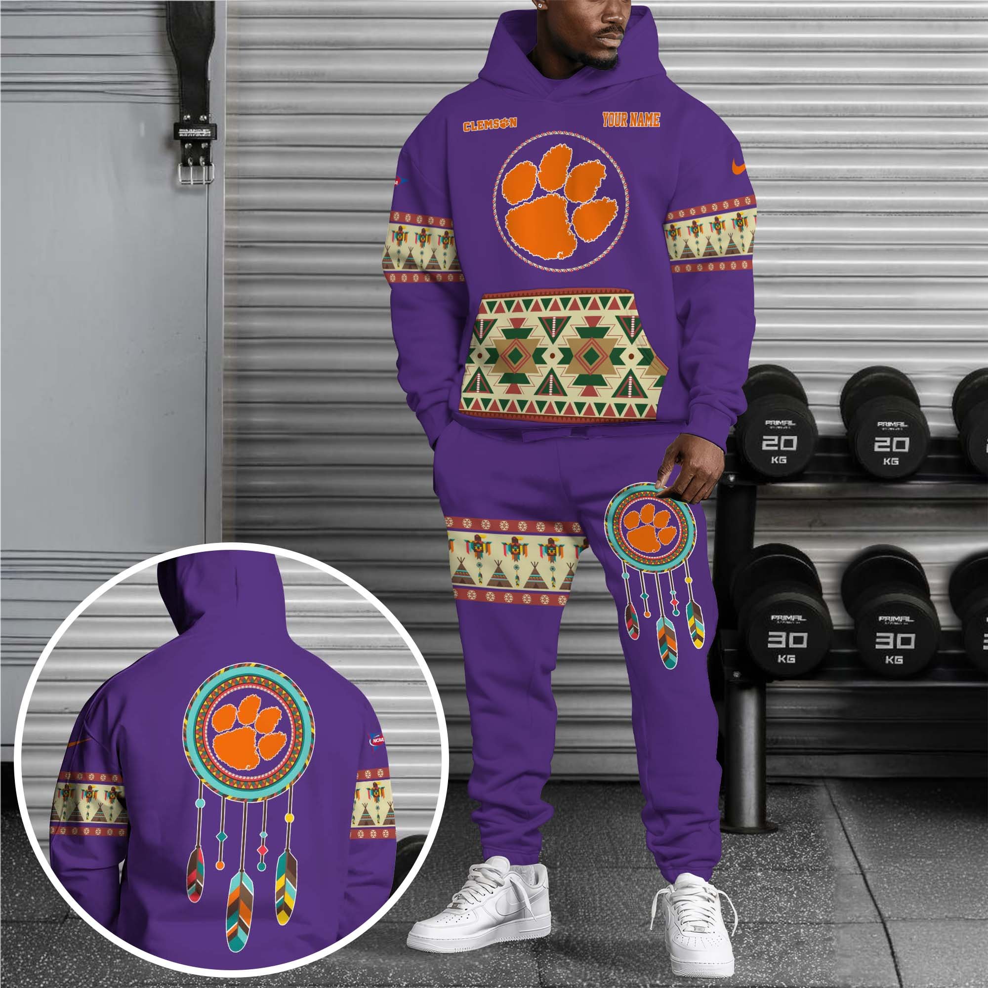 Clemson Tigers Hoodie Sweatpants Set Custom Your Name, Sport Hoodie Sweatpants Set, Sport Gifts For Fan