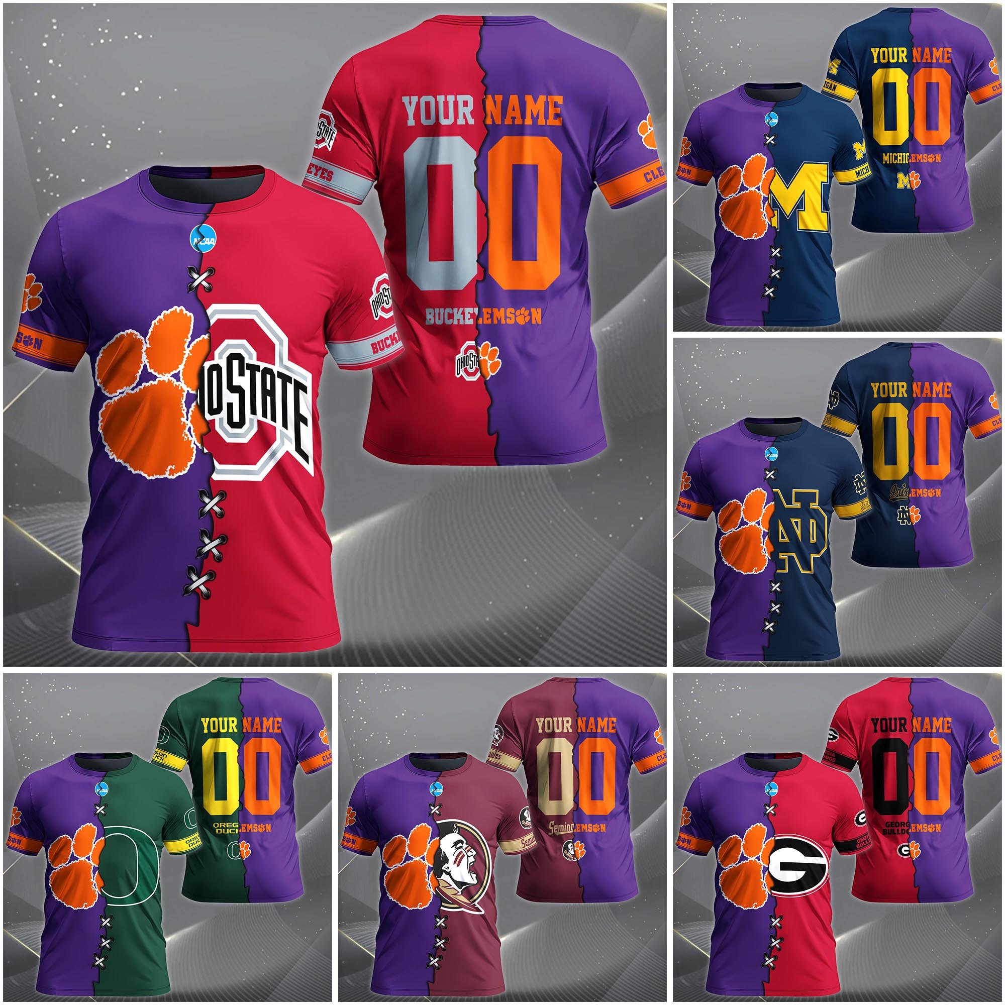 Clemson Tigers House Divided T-Shirt Custom Name 2025 Version, Year And Team, Sport Shirts For Fan