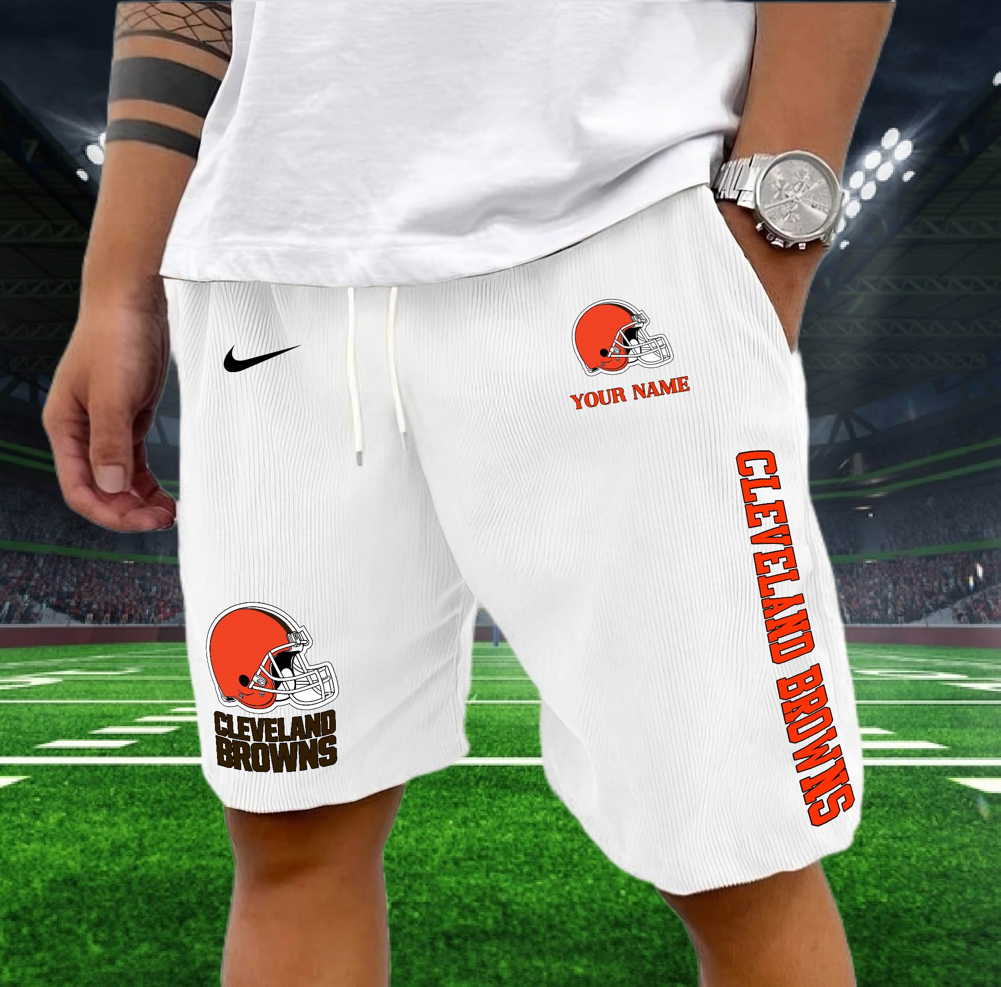 Cleveland Browns Corduroy Shorts Custom You Name, Sport Corduroy Shorts, Gifts For Fan