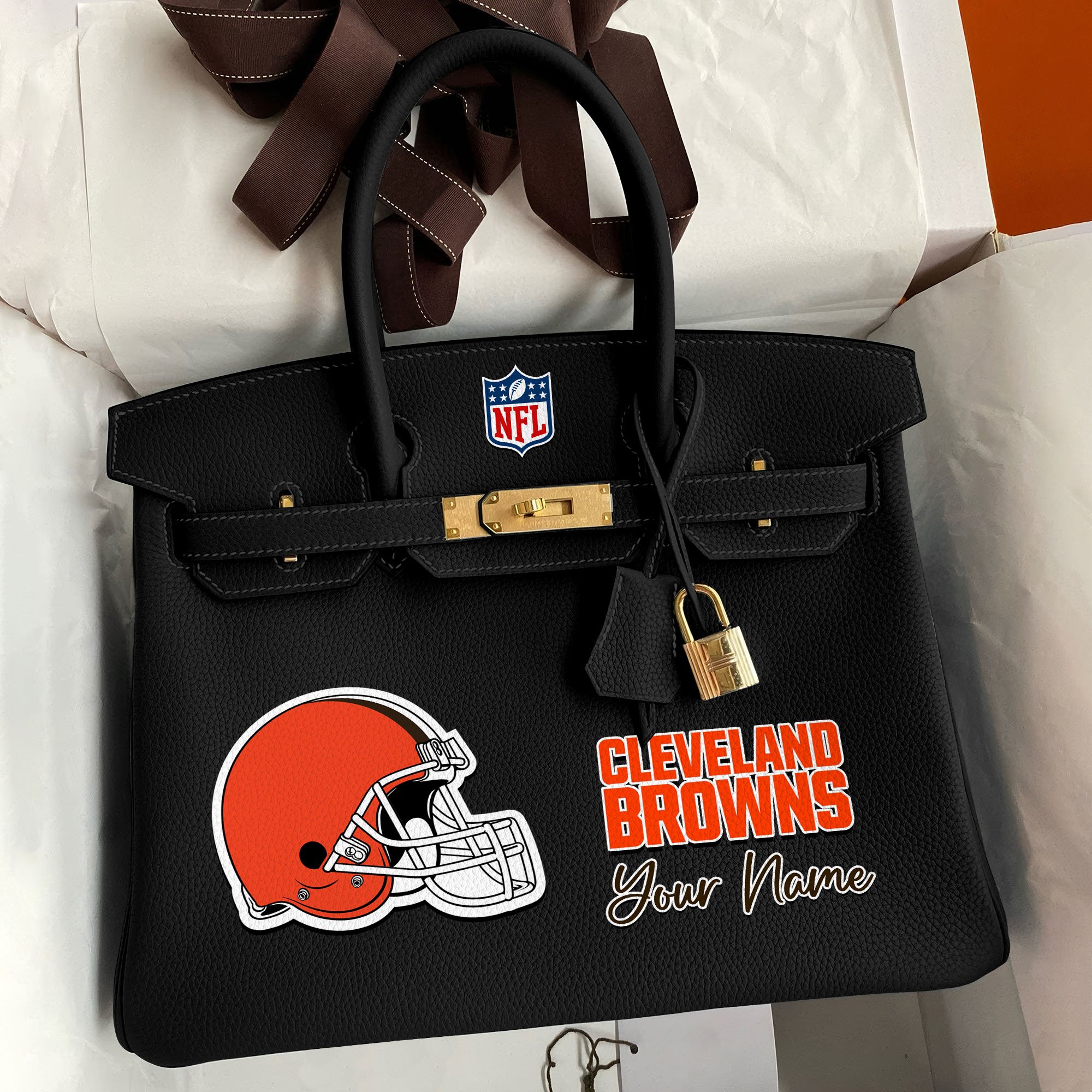 Cleveland Browns Deluxe Handbag For Women Custom Your Name 2025 Versions, Sport Deluxe Handbag