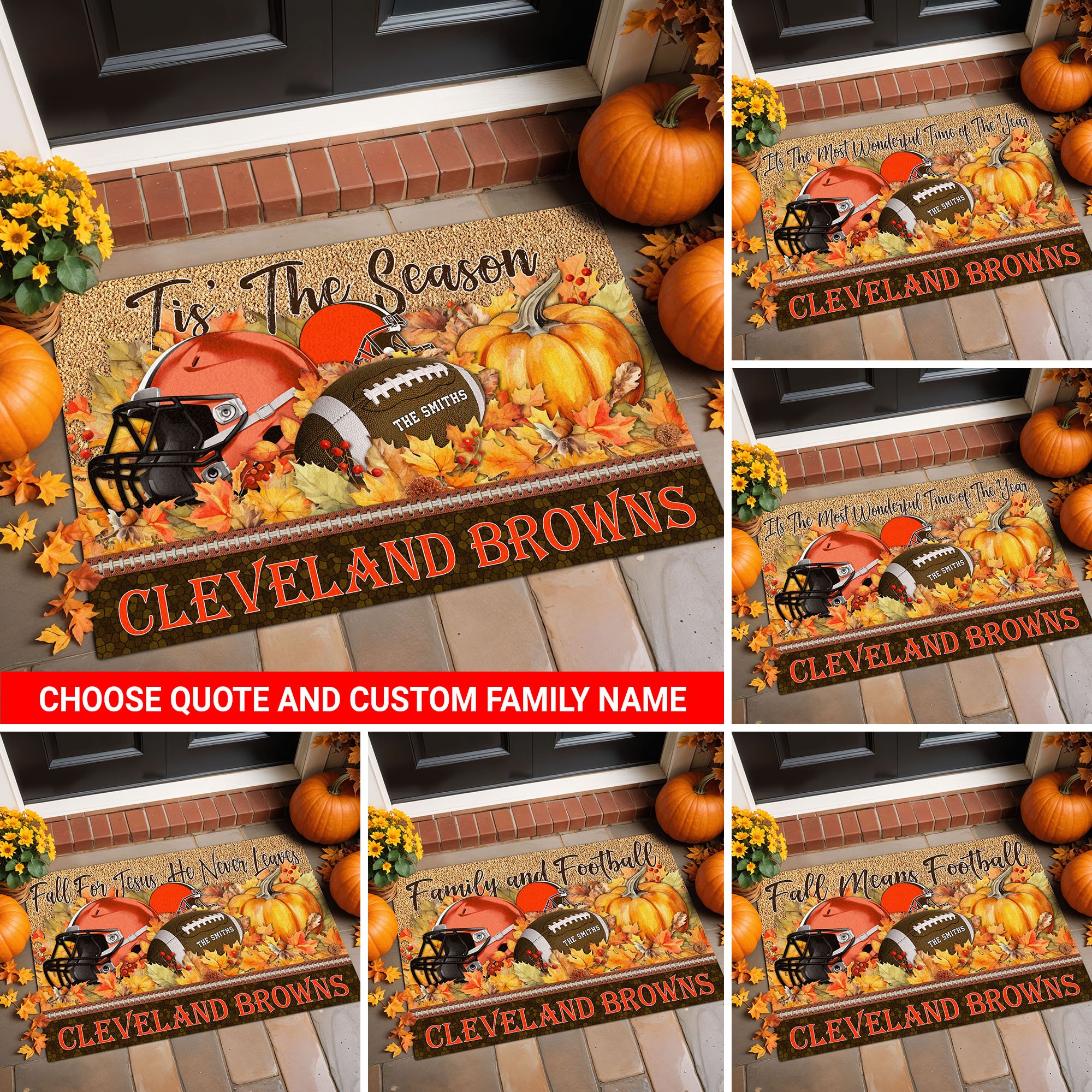 Cleveland Browns Doormat Custom Your Family Name And Choose Your Quotes, Sport Doormat, Sport Gifts For Fan