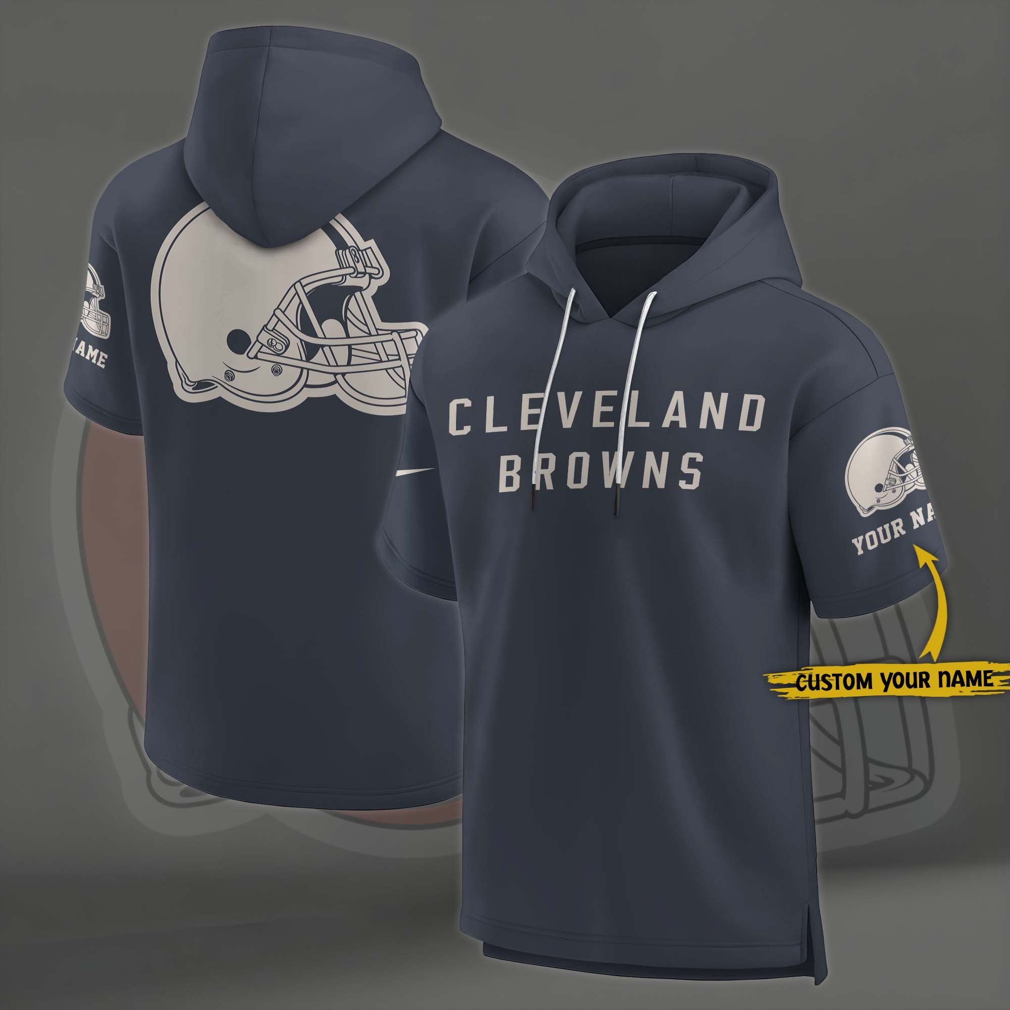 Cleveland Browns Elements Future Ground Lettering Short Sleeve Pullover Hoodie Custom Name, Gifts For Football Lovers EHIVM 03051158
