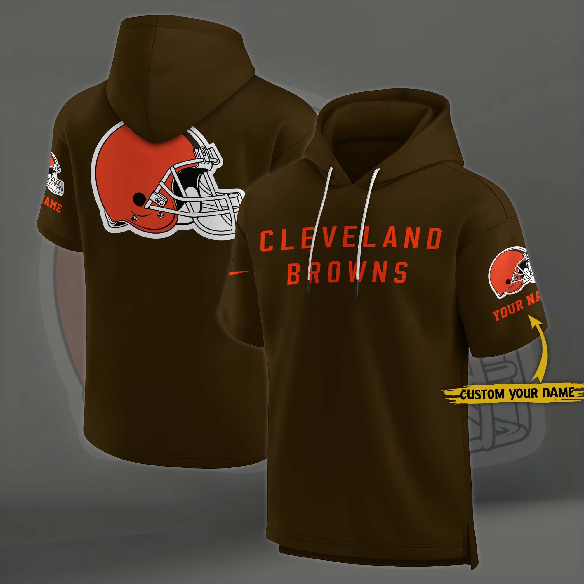 Cleveland Browns Elements Future Ground Lettering Short Sleeve Pullover Hoodie Custom Name, Gifts For Football Lovers EHIVM 03121220