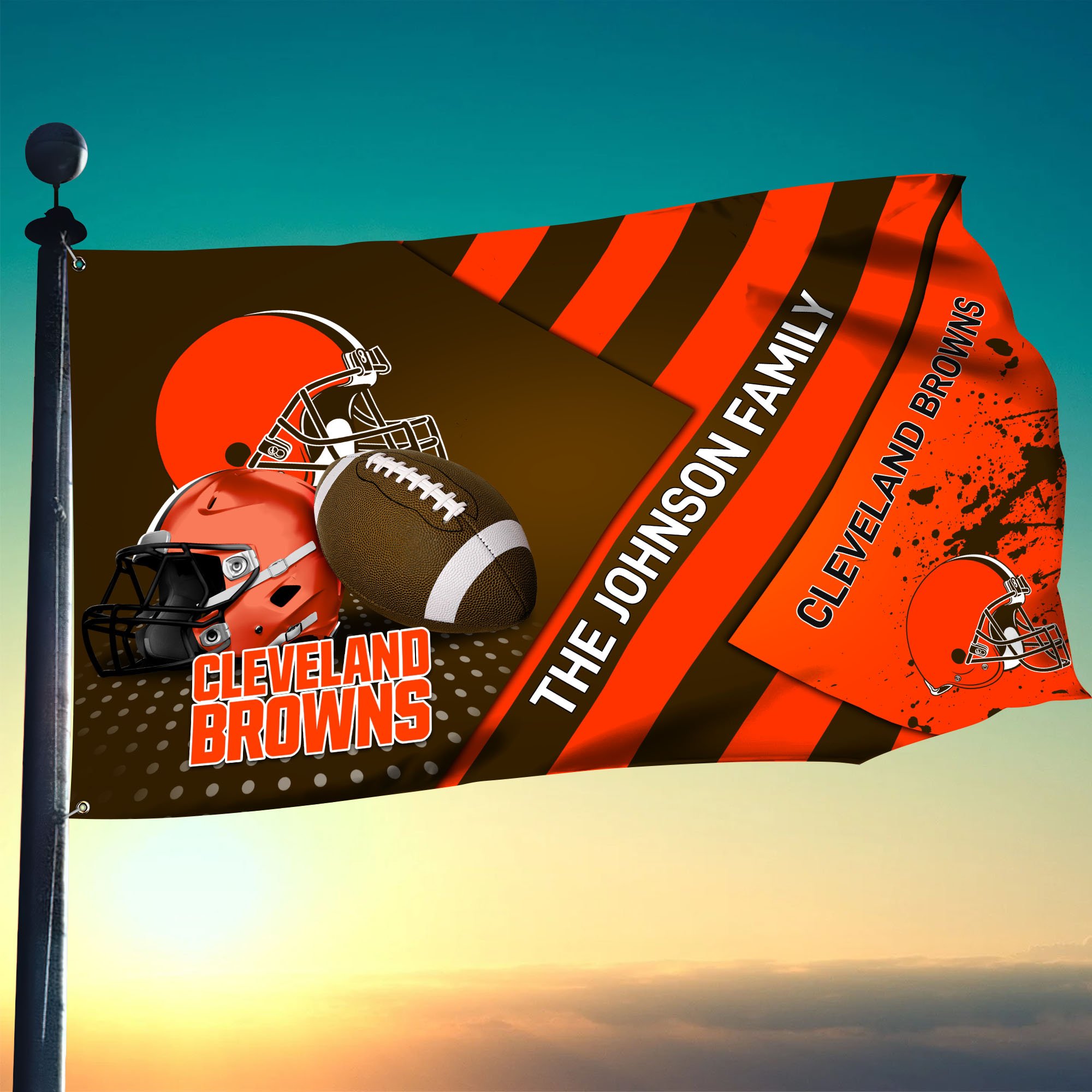 Cleveland Browns Flag 3X5ft 4X6ft Custom Your Family Name, Sport Team Flag, Sport Gifts
