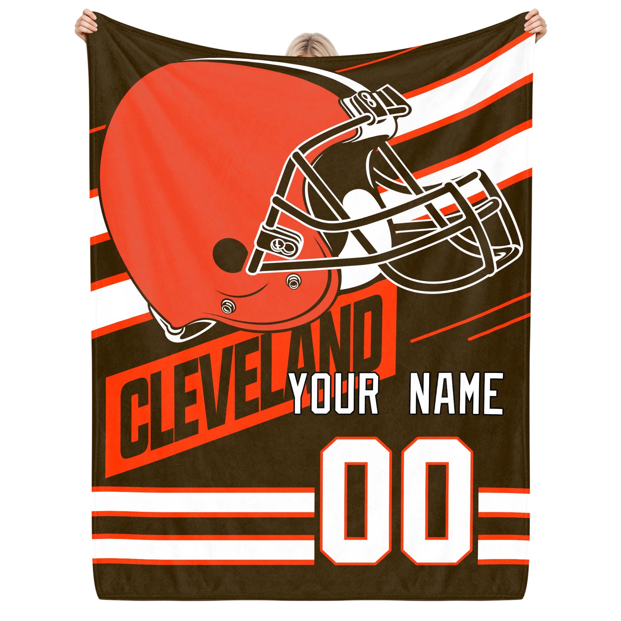 Cleveland Browns Fleece Blanket Custom Name And Number, Sport Blanket For Fans
