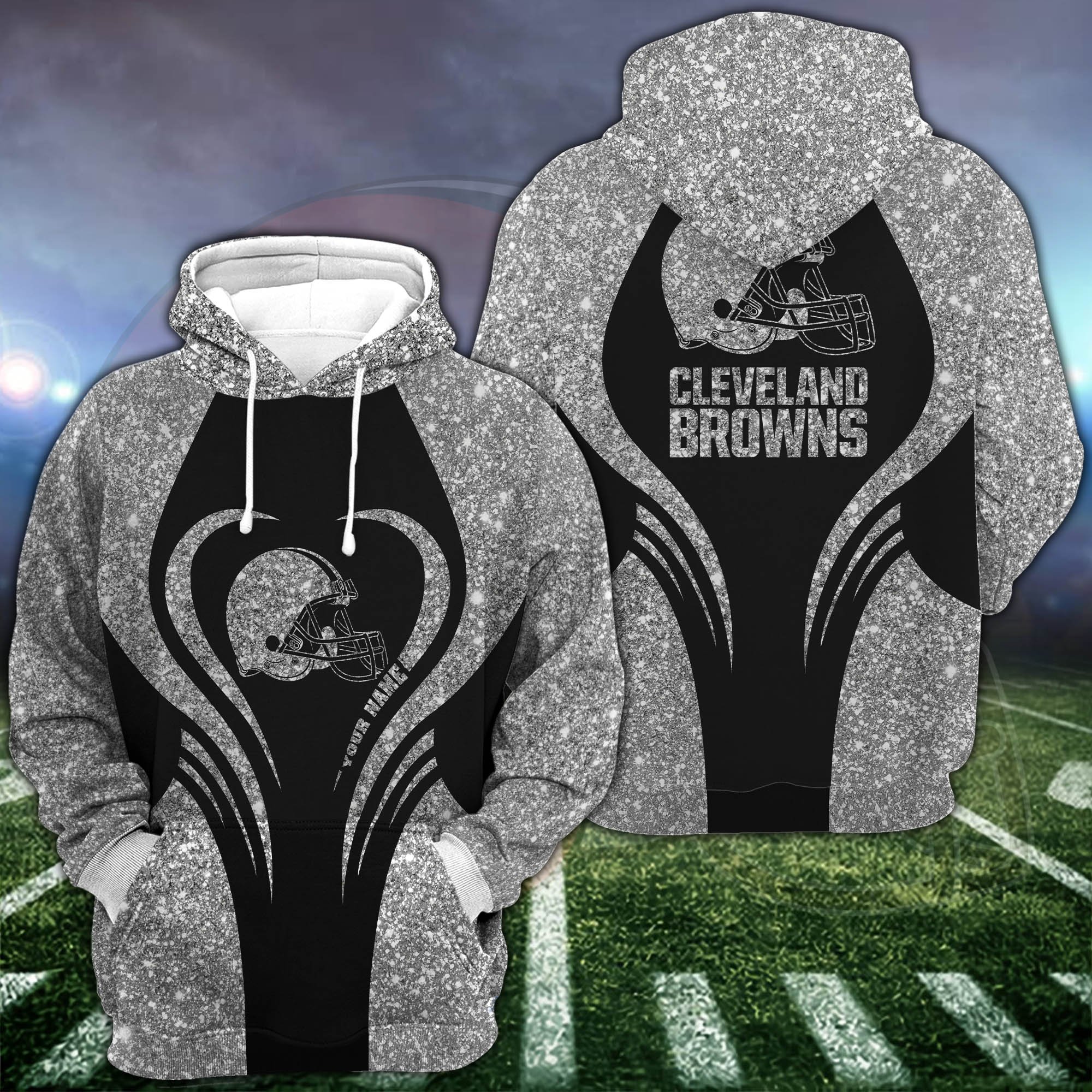 Cleveland Browns Hoodie #038 Leggings Set For Women Custom Your Name, Leggings Sport, Football Fan Gift 