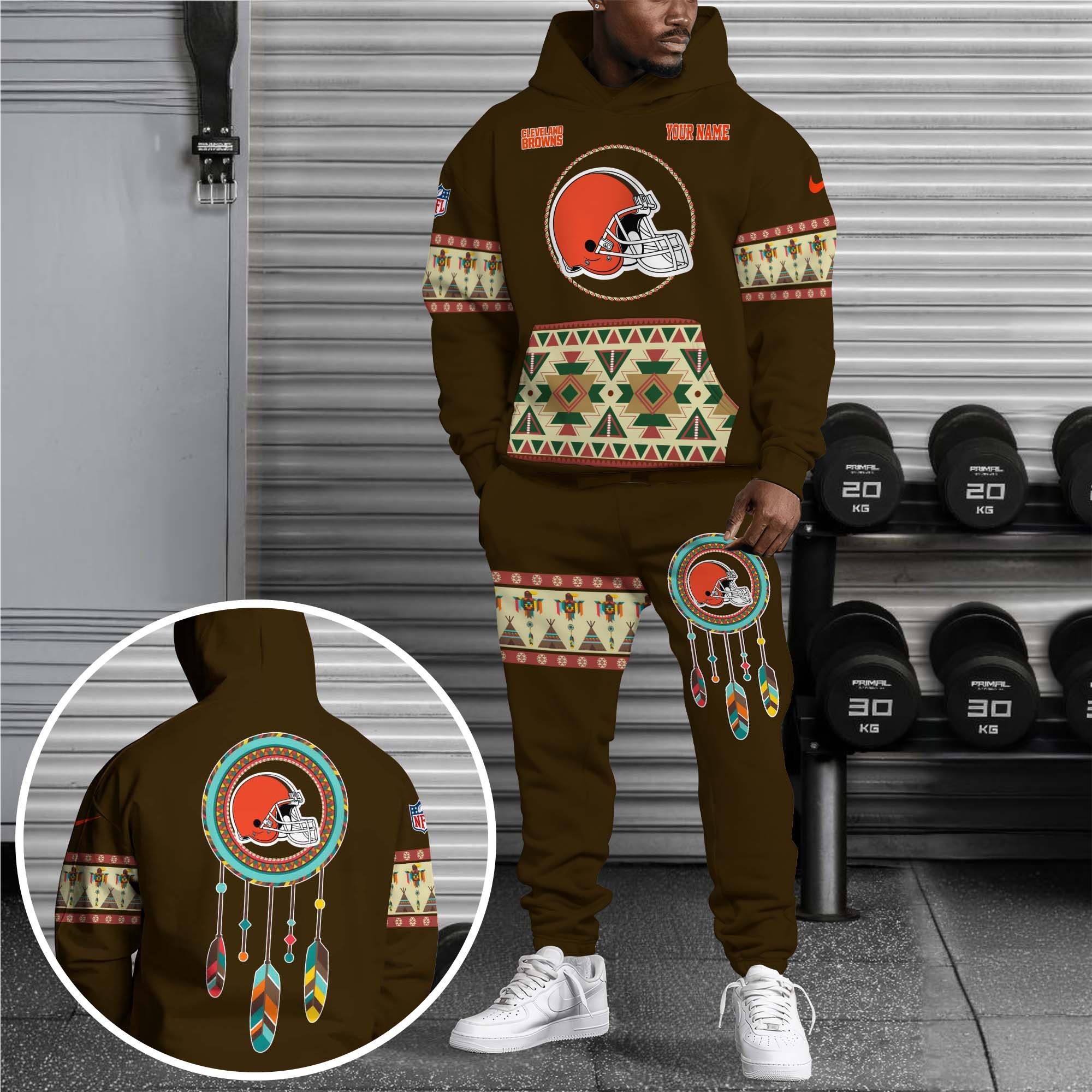 Cleveland Browns Hoodie Sweatpants Set Custom Your Name, Sport Hoodie Sweatpants Set, Sport Gifts For Fan