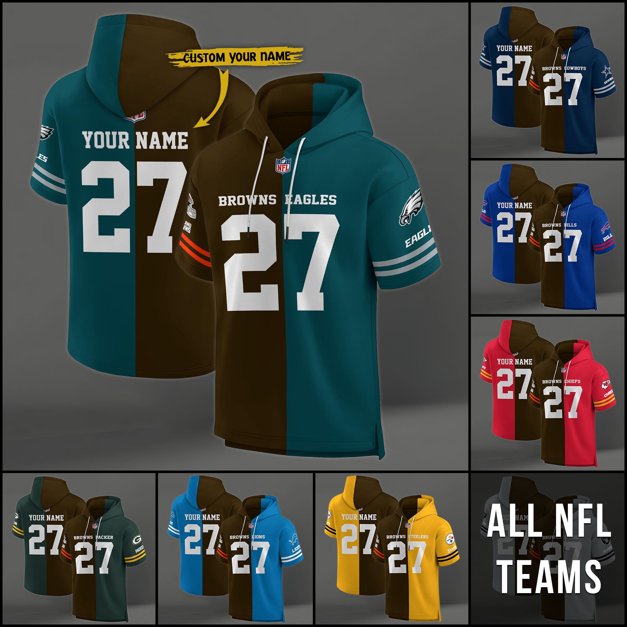 Cleveland Browns House Divided Hoodie Custom Name, Number And Team, Hoodie For Football Fans