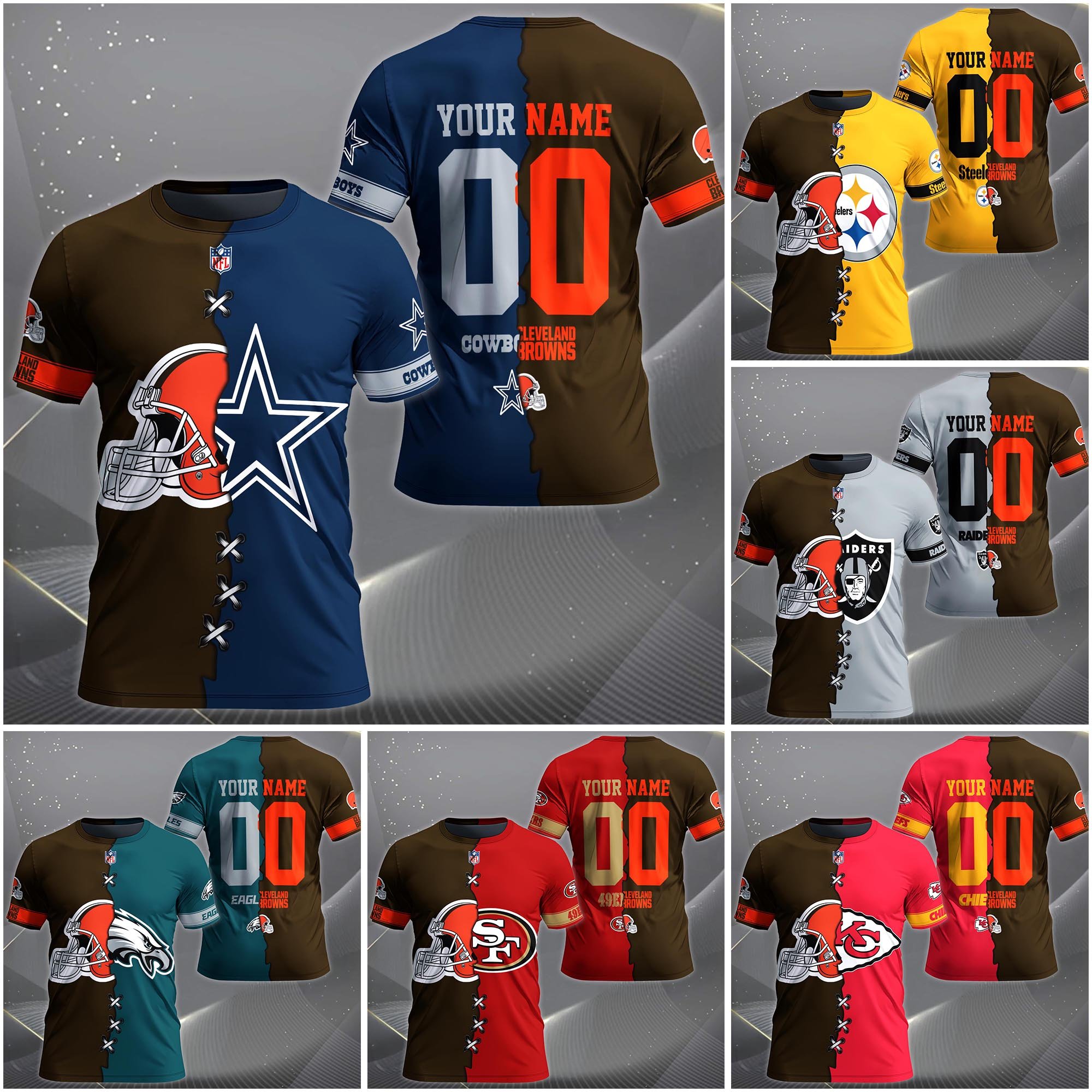 Cleveland Browns House Divided T-Shirt Custom Name 2025 Version, Number And Team, Sport Shirts For Fan