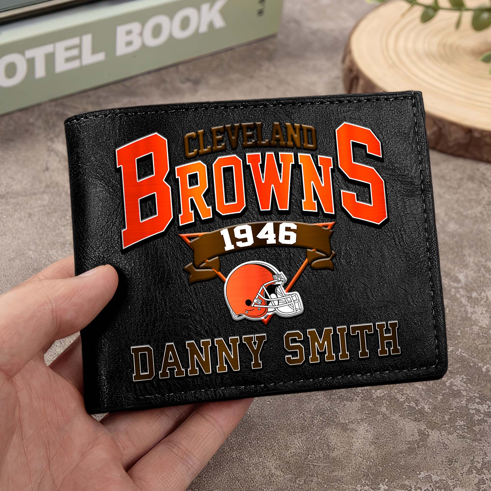 Cleveland Browns Men Wallet Custom Your Name, Football Team Men Wallet For Fans, Gifts For Football Lovers