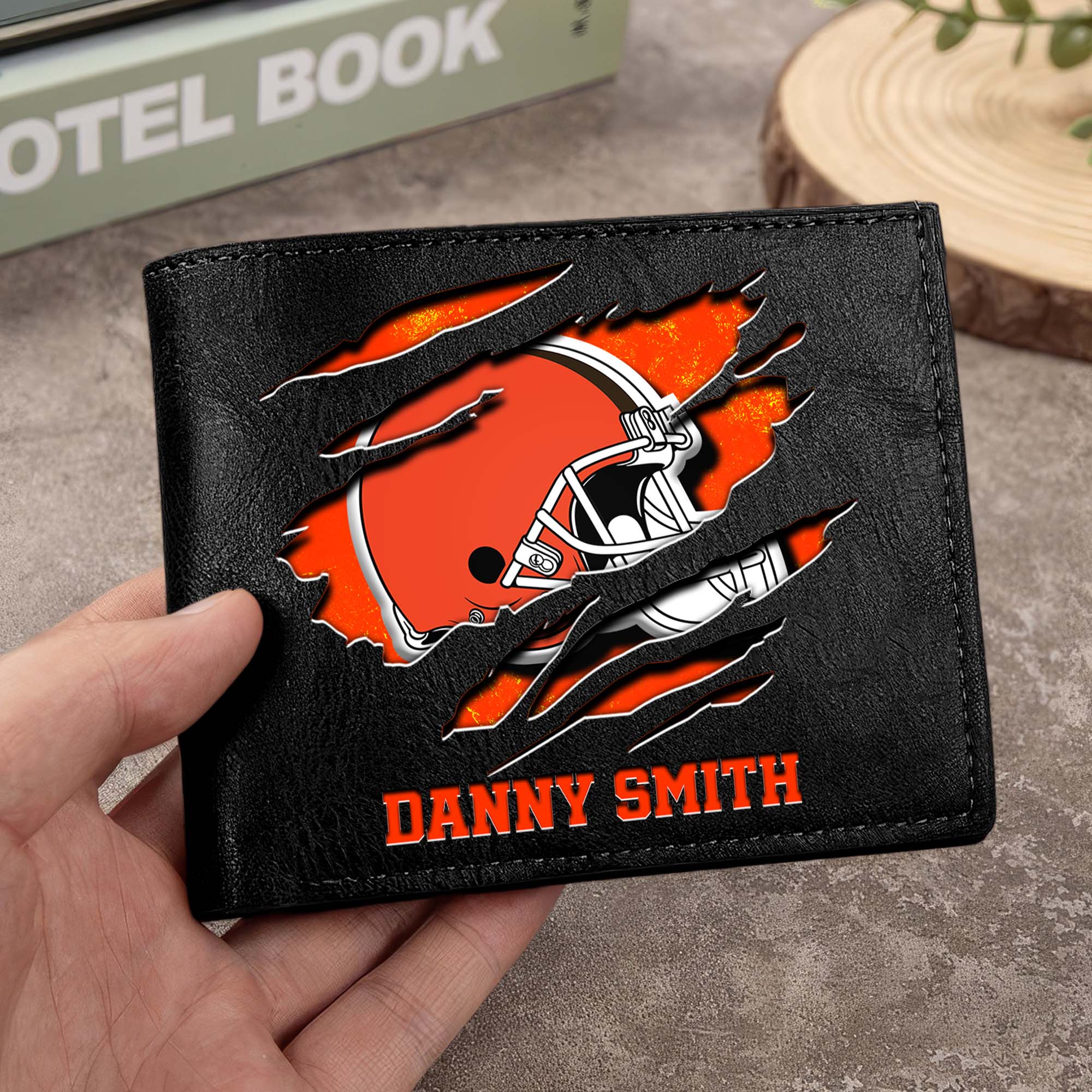 Cleveland Browns Men Wallet Custom Your Name, Football Team Men Wallet For Fans, Gifts For Football Lovers