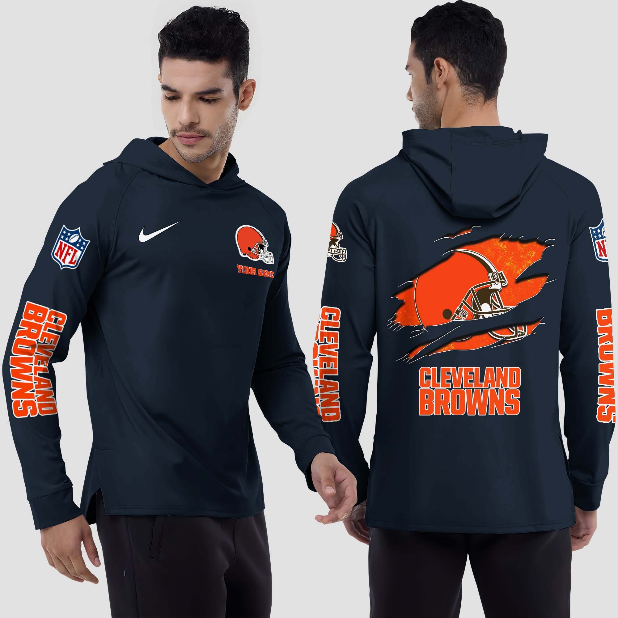 Cleveland Browns Split Hem Hoodie Custom Your Name, Sport Hoodie, Sport Gifts For Fan