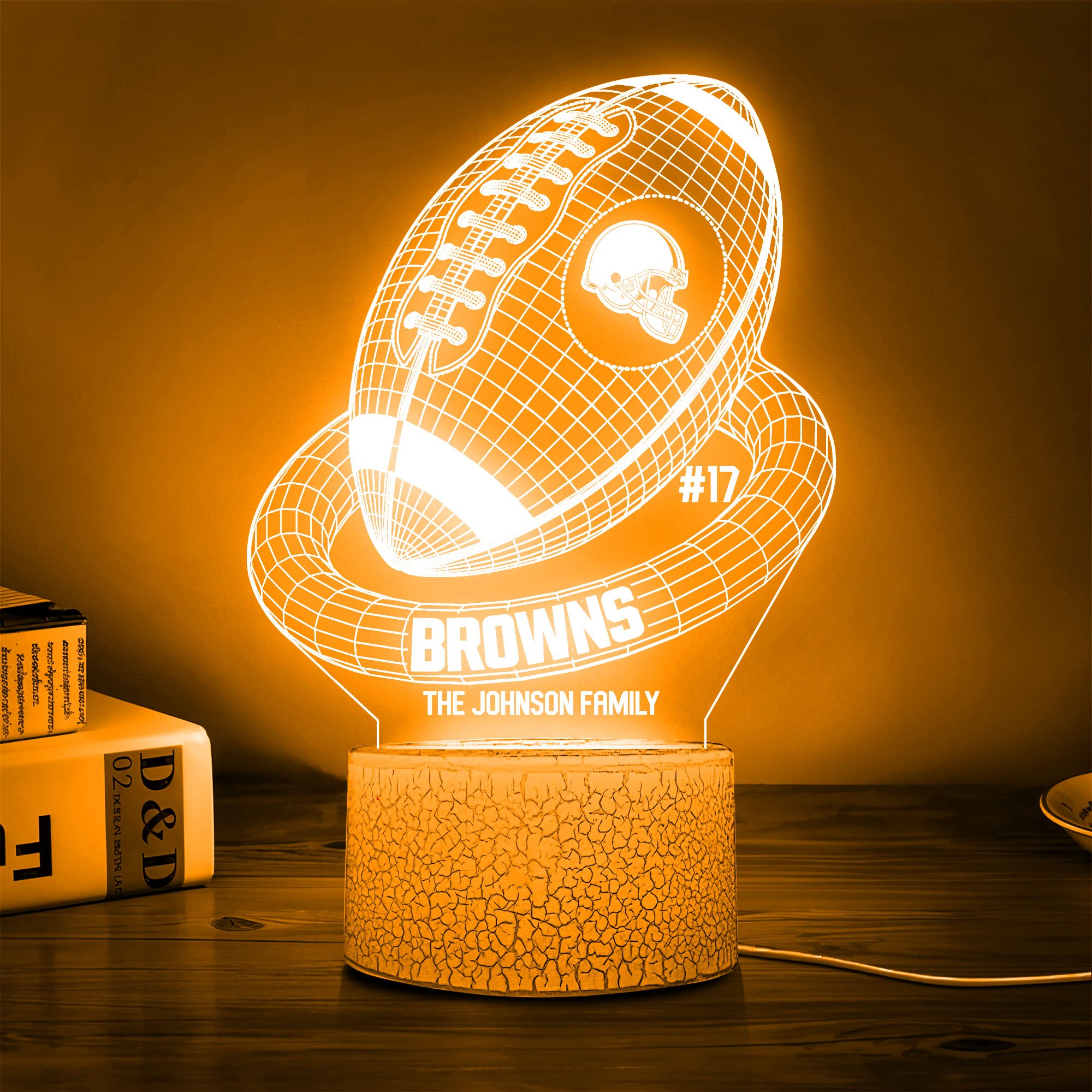 Cleveland Browns Sport Team 3D Led Lamps Custom Family Name And Number, Sport Gifts, Sport Home Decor 