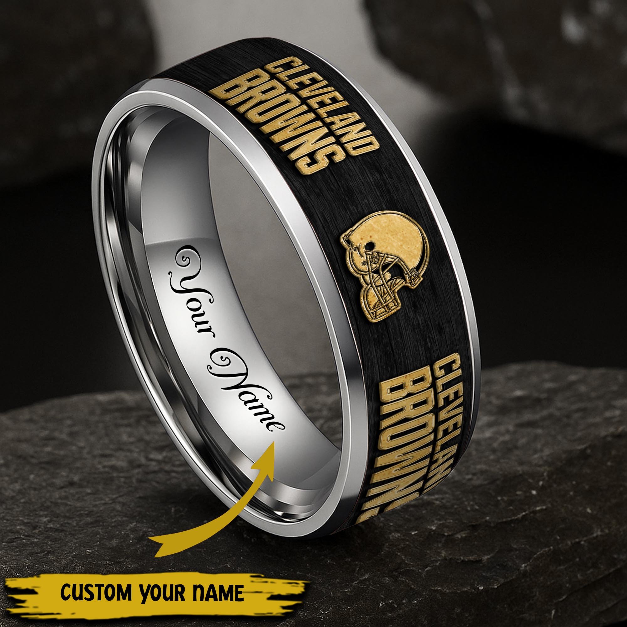 Cleveland Browns Stainless Steel Rings Comes With Box Custom Your Name 2025 Versions, Gifts For Fan