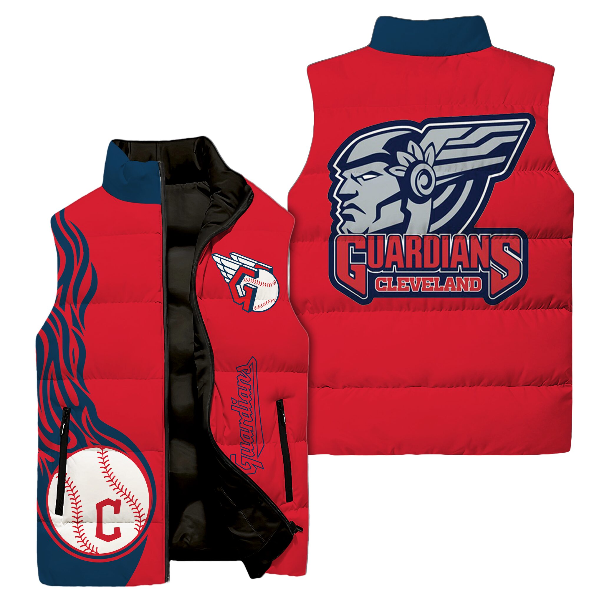 Cleveland Guardians MLB Style Sleeveless Puffer Jacket For Fans