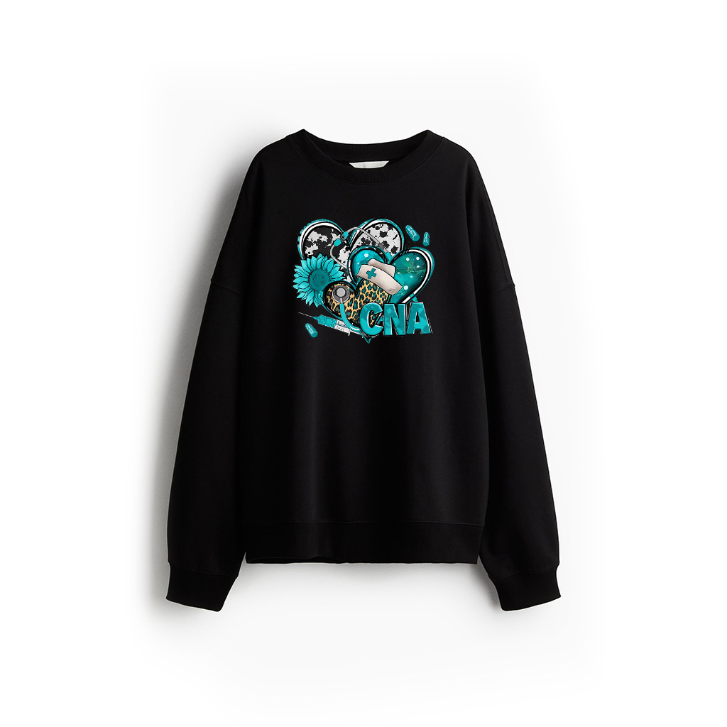 CNA Heart Teal Sunflower Cervical Cancer Awareness Warrior Sweatshirt
