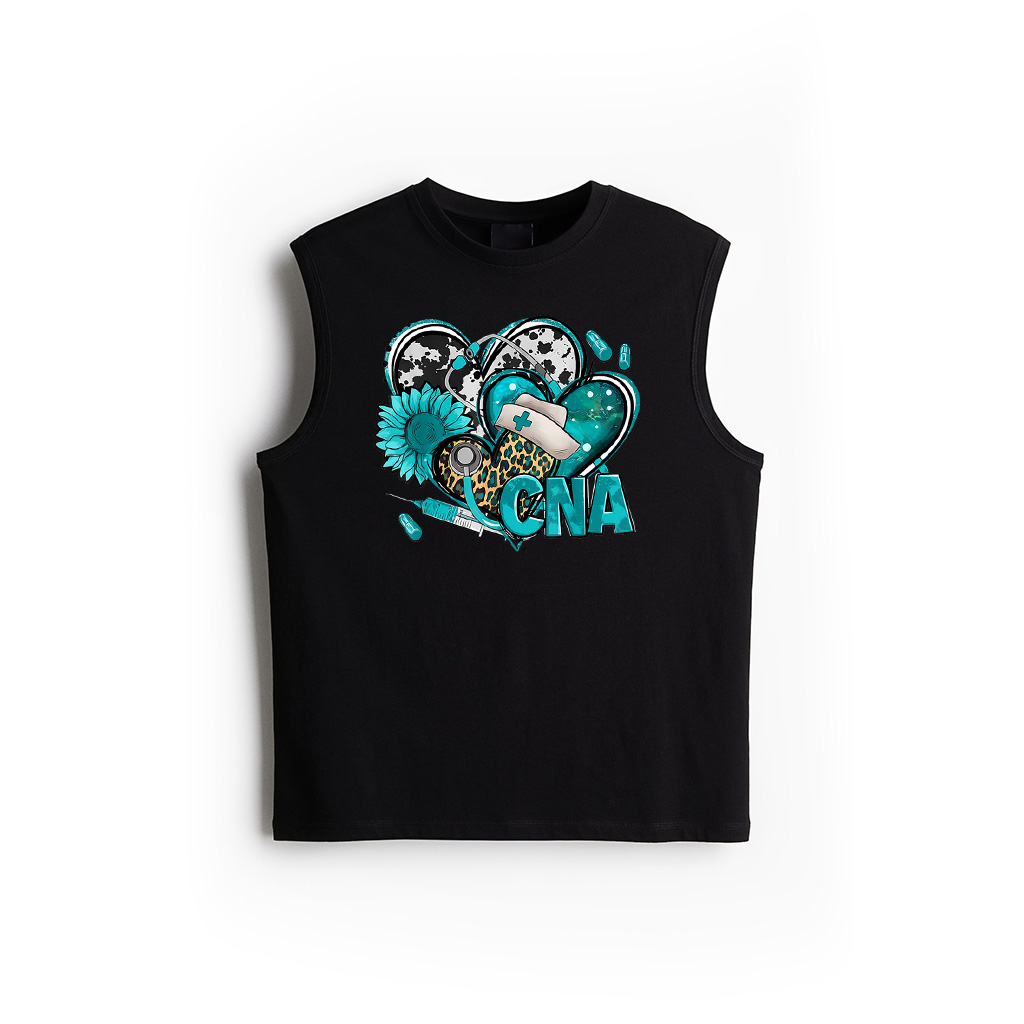 CNA Heart Teal Sunflower Cervical Cancer Awareness Warrior Tank Top