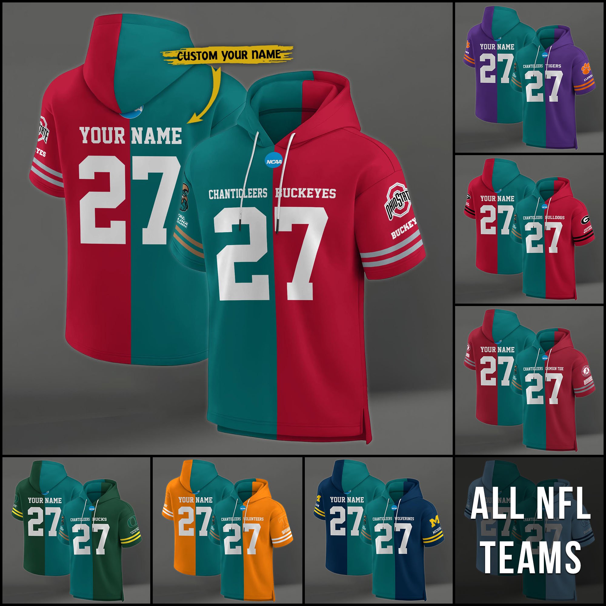 Coastal Carolina Chanticleers House Divided Hoodie Custom Name, Number And Team, Hoodie For Football Fans