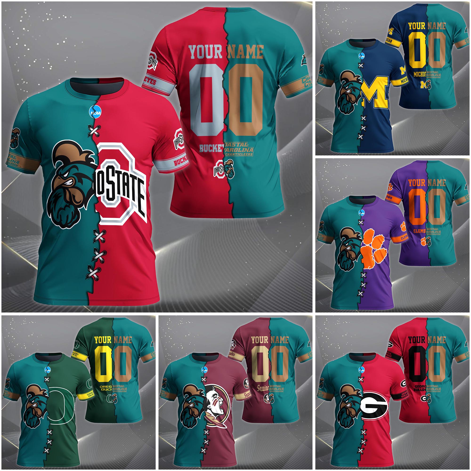 Coastal Carolina Chanticleers House Divided T-Shirt Custom Name 2025 Version, Year And Team, Sport Shirts For Fan