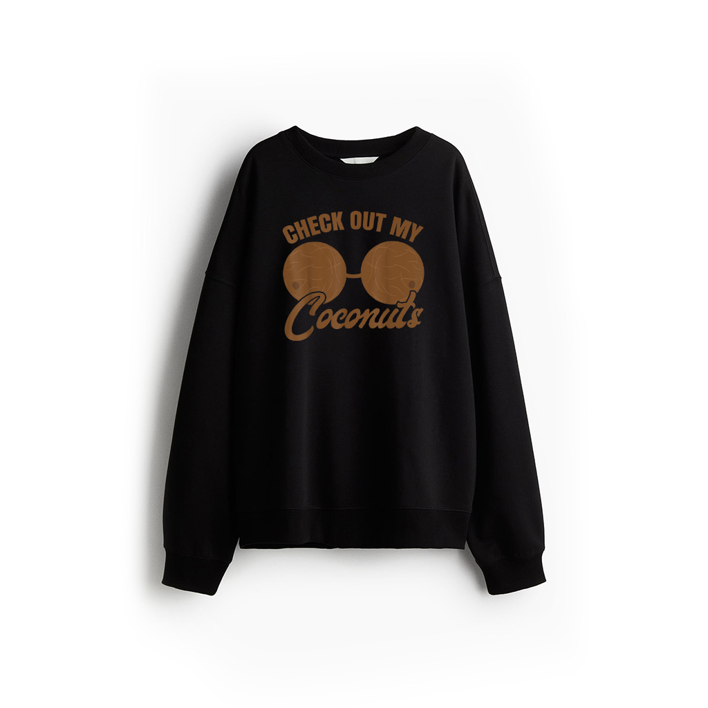 Coconut Bra Adult Check Out My Coconuts Shell Bra Girl Funny Sweatshirt