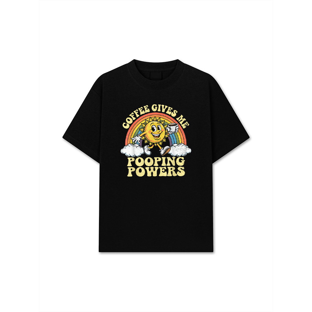 Coffee Gives Me Pooping Powers, Funny Retro Caffeine Coffee T-Shirt