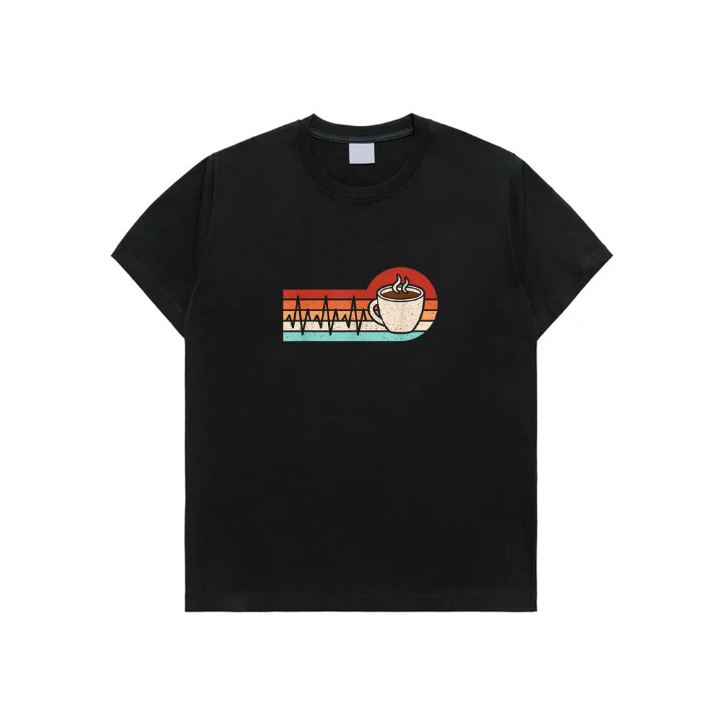 Coffee Heartbeat Retro Coffee Cup Graphic T-Shirt