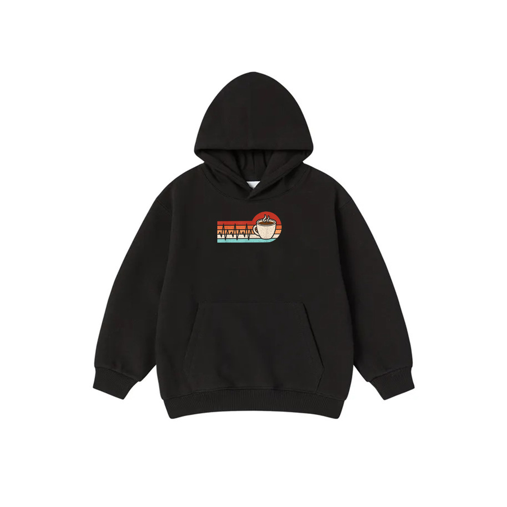 Coffee Heartbeat Retro Coffee Cup Graphic Hoodie