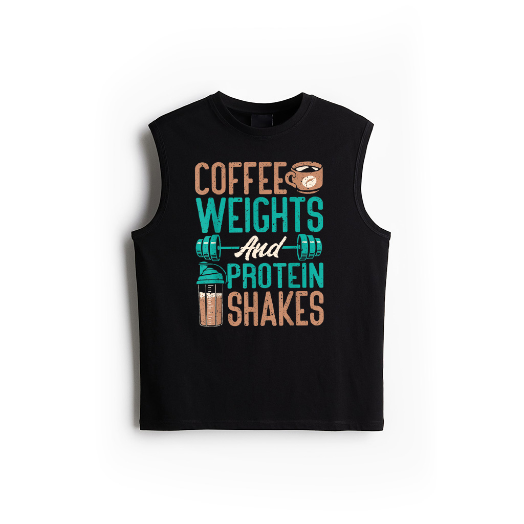 Coffee Weights And Protein Shakes Weightlifting Workout Tank Top