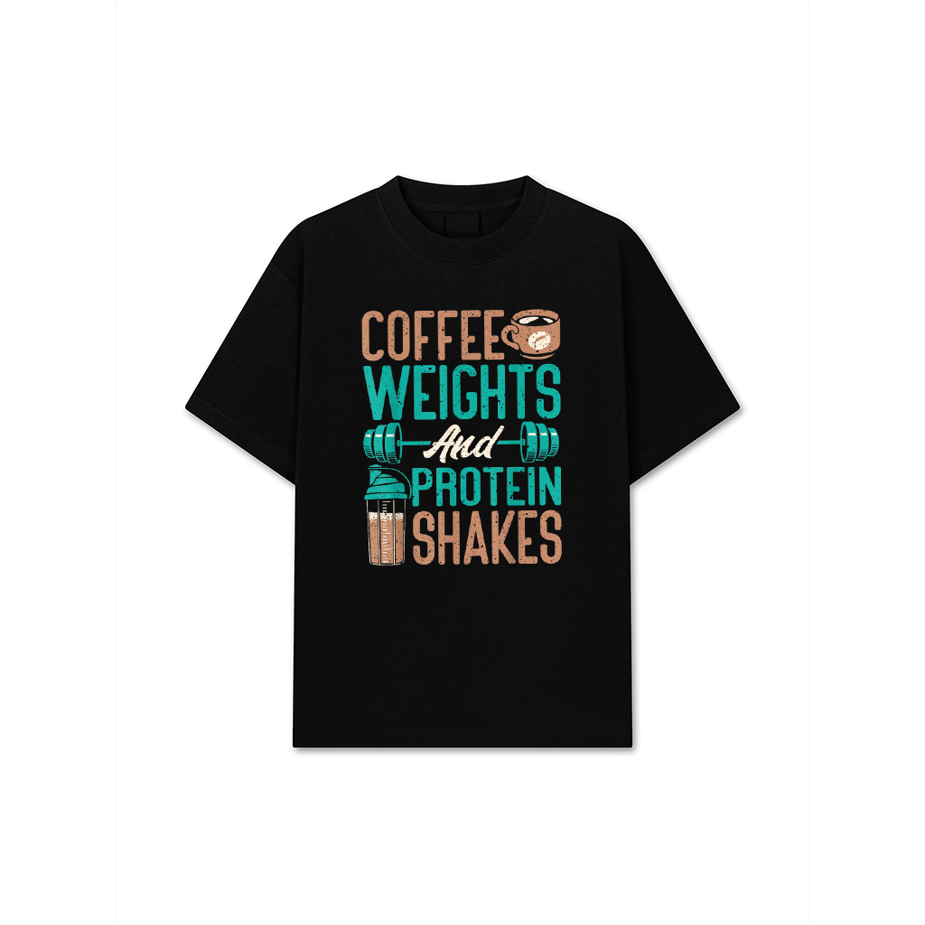 Coffee Weights And Protein Shakes Weightlifting Workout T-Shirt