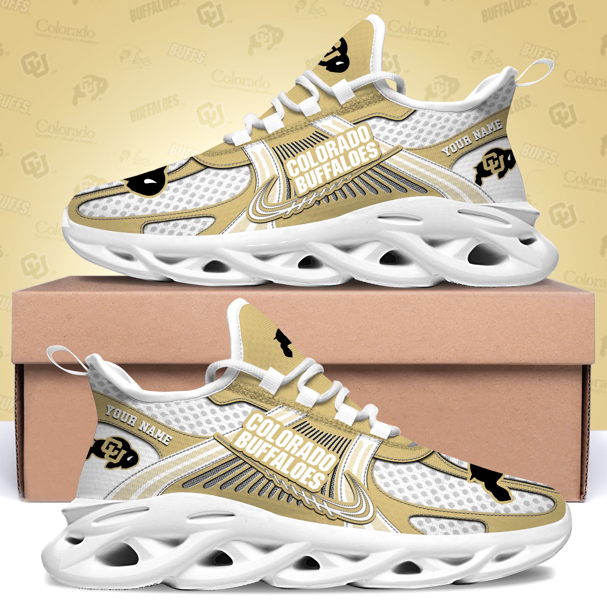 Colorado Buffaloes Clunky Sneakers Custom Your Name, Sport Sneakers, Sport Gifts For Fan, Gifts For Him