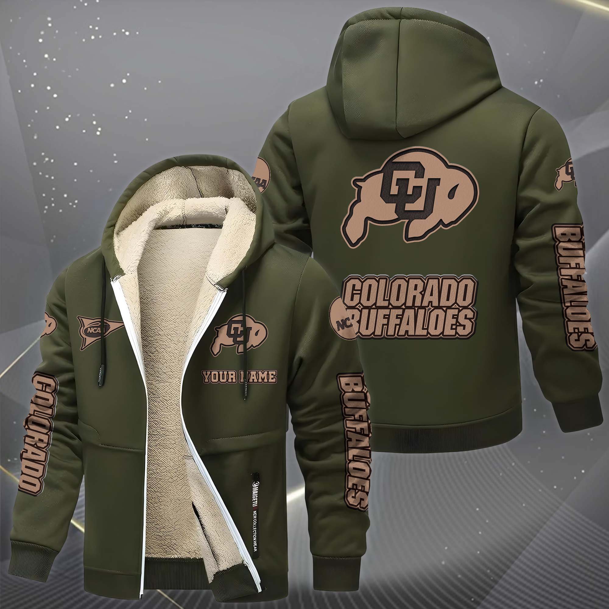 Colorado Buffaloes Hoodie Zip Velvet Coat Custom Your Name, Sport Jacket, Gifts For Fan