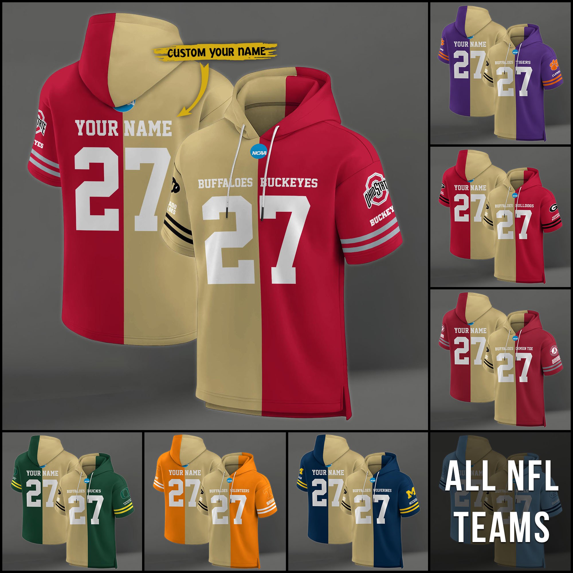 Colorado Buffaloes House Divided Hoodie Custom Name, Number And Team, Hoodie For Football Fans