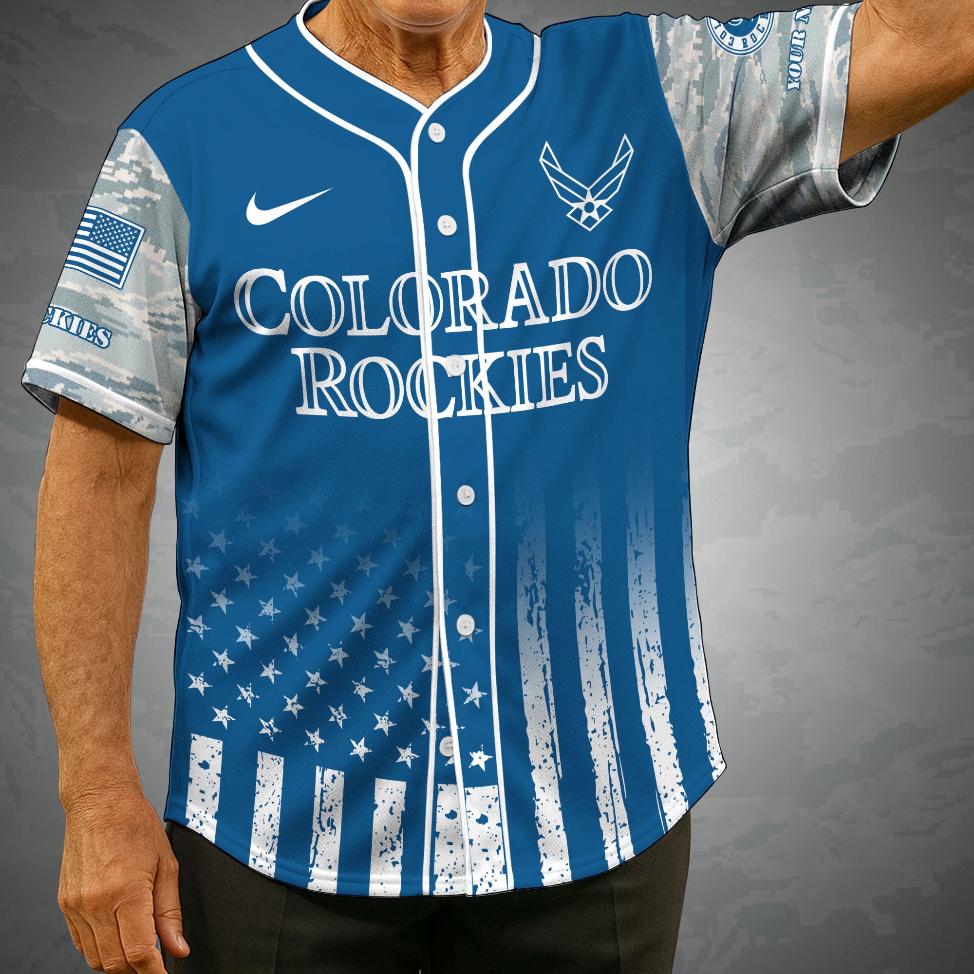 Colorado Rockies Camouflage Baseball Shirt Custom Name, Sport Team Shirt, Sport Gifts