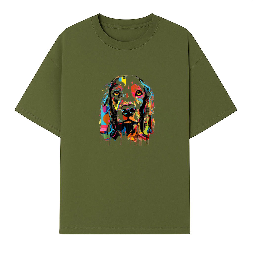 Colorful Abstract Dog Portrait Art T-Shirt - Image 3