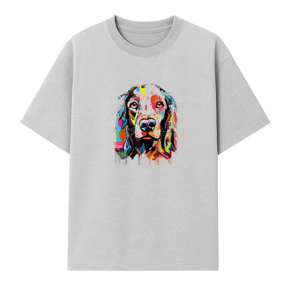 Colorful Abstract Dog Portrait Art T-Shirt - Image 4