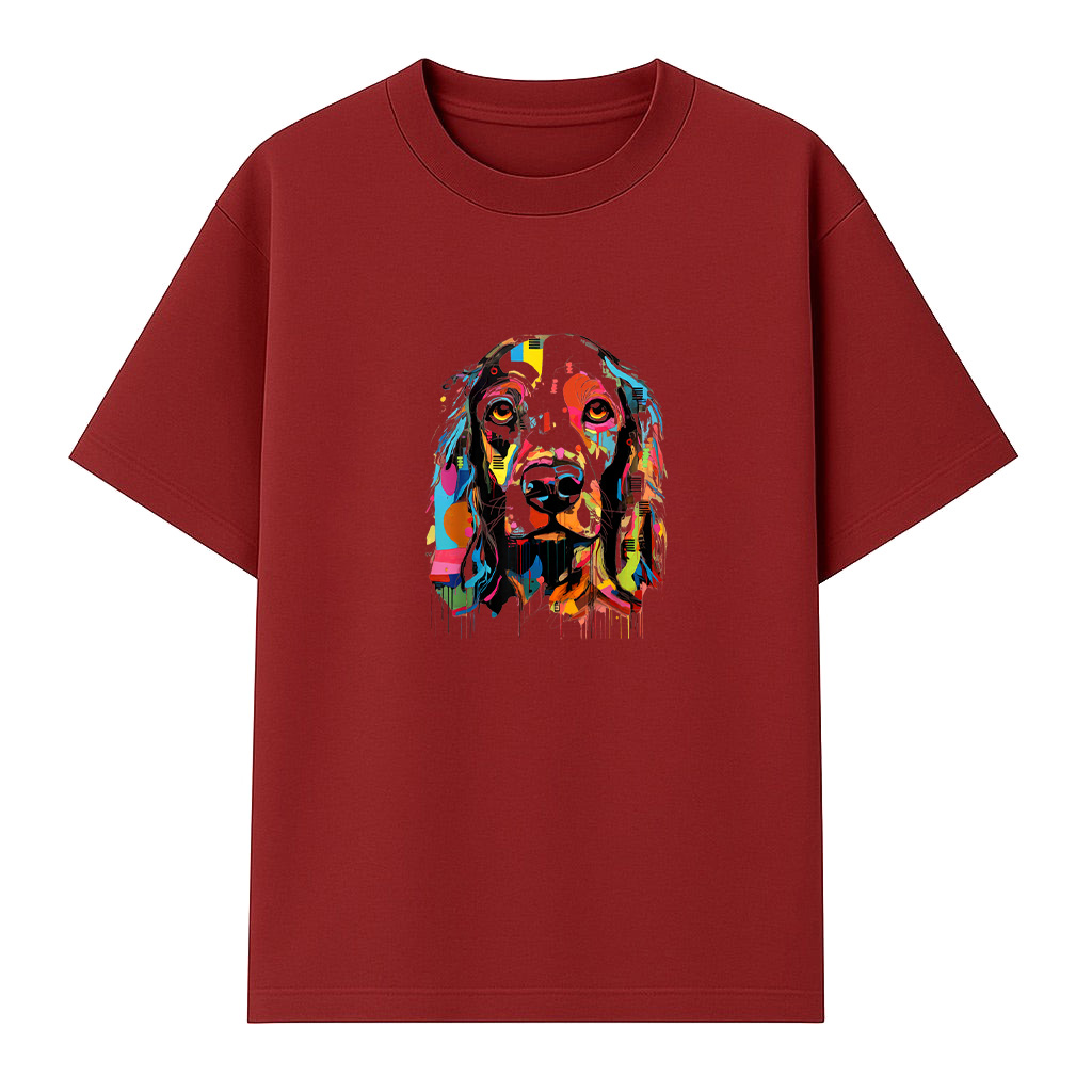 Colorful Abstract Dog Portrait Art T-Shirt - Image 6