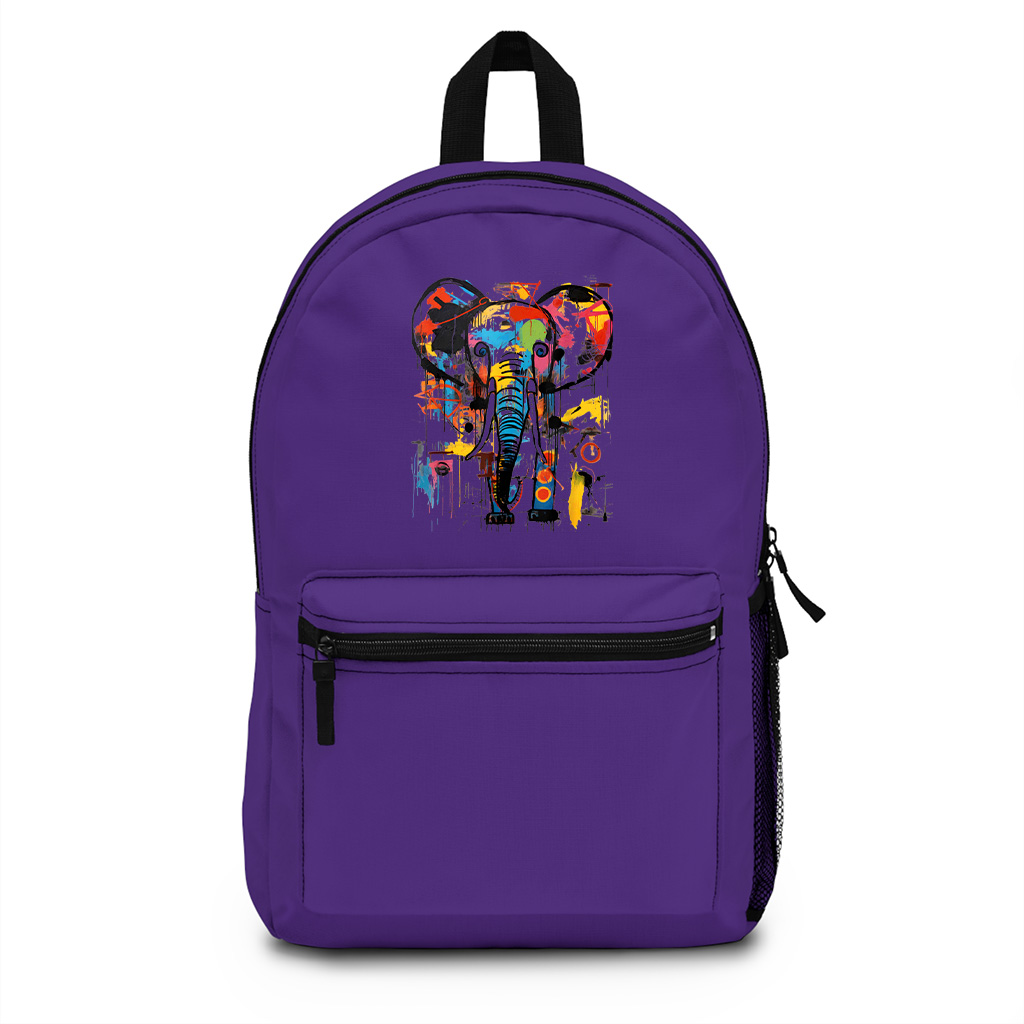 Colorful Abstract Elephant Graffiti Art Backpack - Image 6