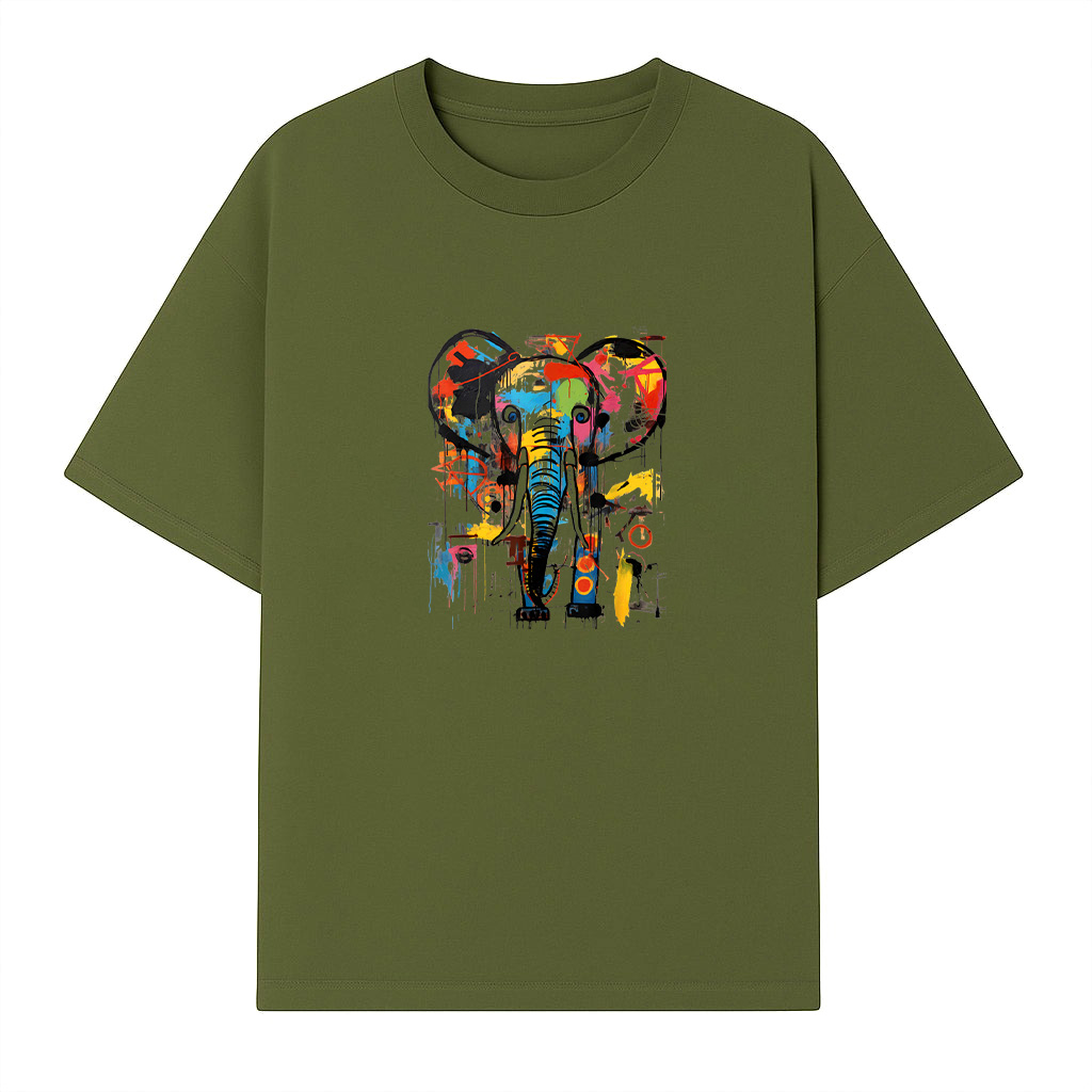 Colorful Abstract Elephant Graffiti Art T-Shirt - Image 3