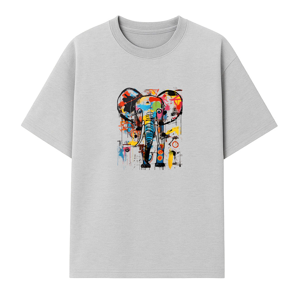 Colorful Abstract Elephant Graffiti Art T-Shirt - Image 4