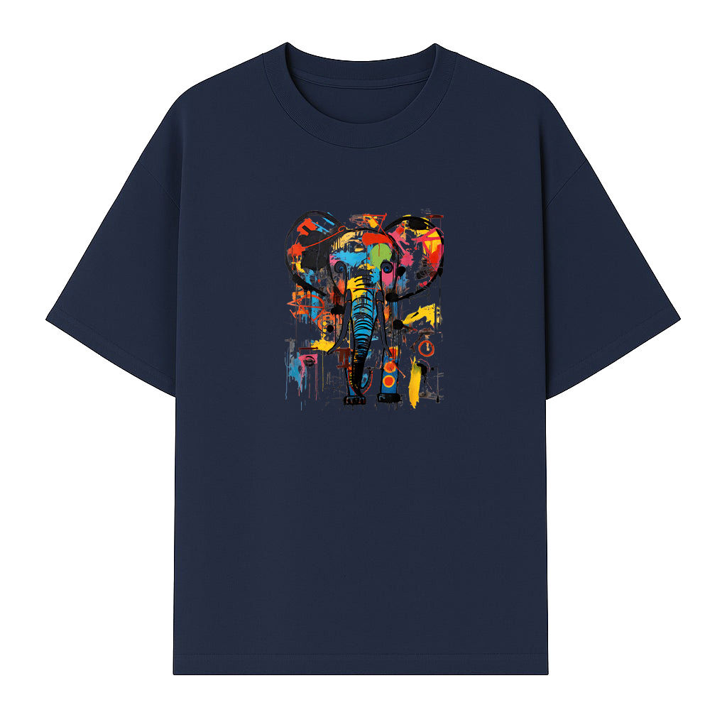 Colorful Abstract Elephant Graffiti Art T-Shirt - Image 5
