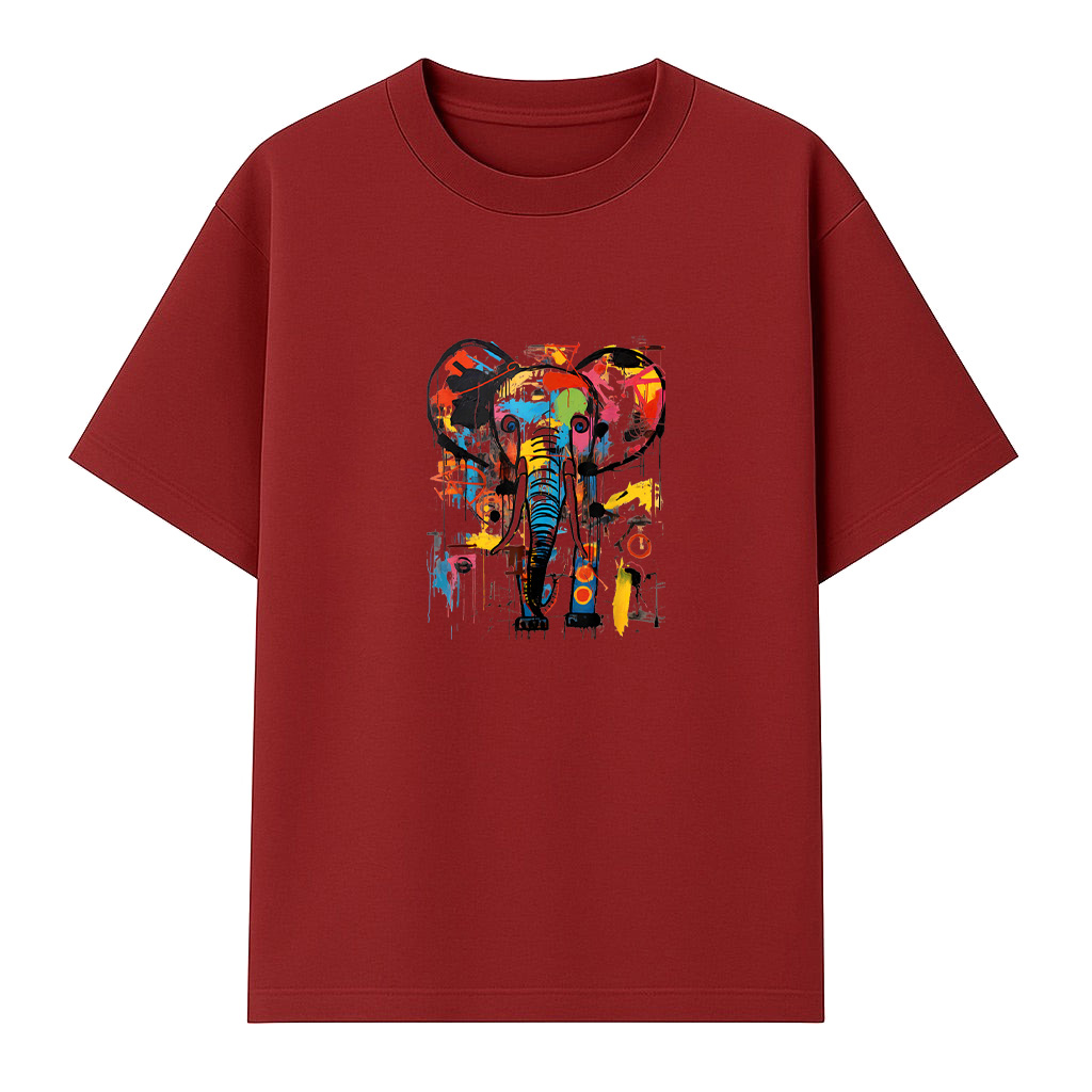 Colorful Abstract Elephant Graffiti Art T-Shirt - Image 6