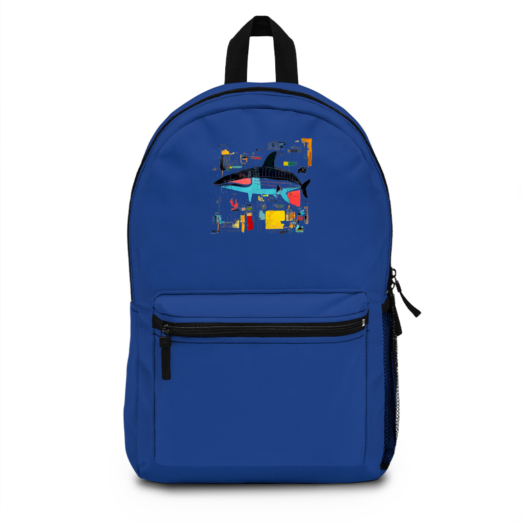 Colorful Abstract Shark Backpack - Image 3