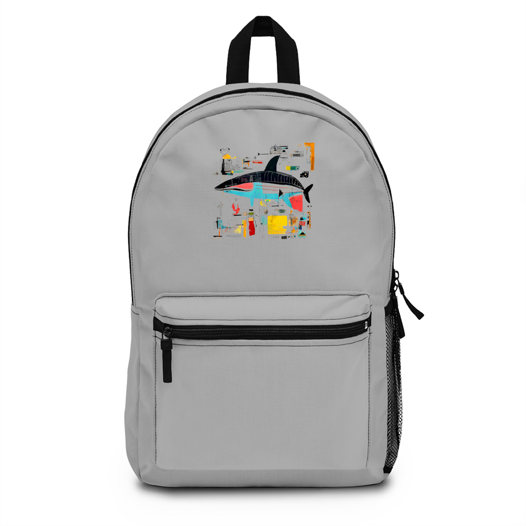 Colorful Abstract Shark Backpack - Image 5