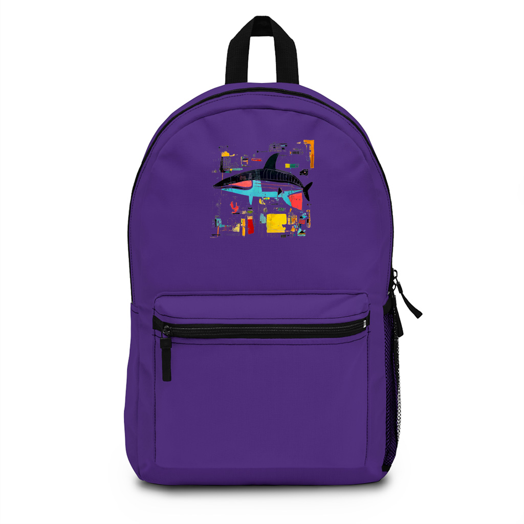 Colorful Abstract Shark Backpack - Image 6