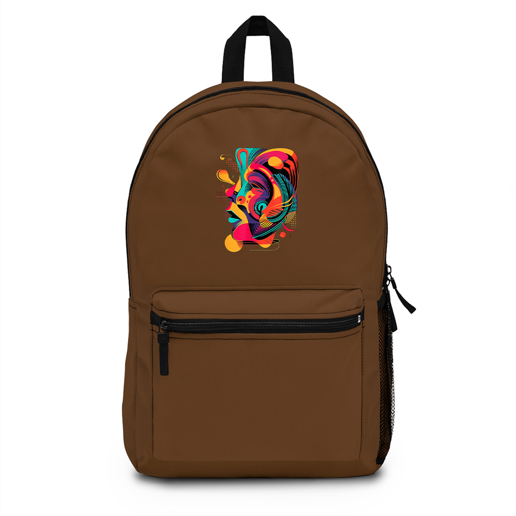 Colorful And Abstract Face Design Modern Art, Geometric Backpack - Image 4