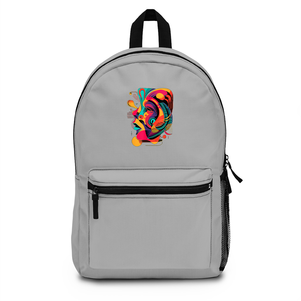 Colorful And Abstract Face Design Modern Art, Geometric Backpack - Image 5