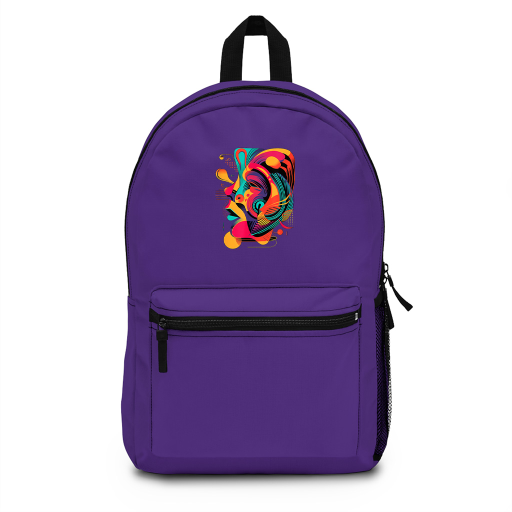 Colorful And Abstract Face Design Modern Art, Geometric Backpack - Image 6