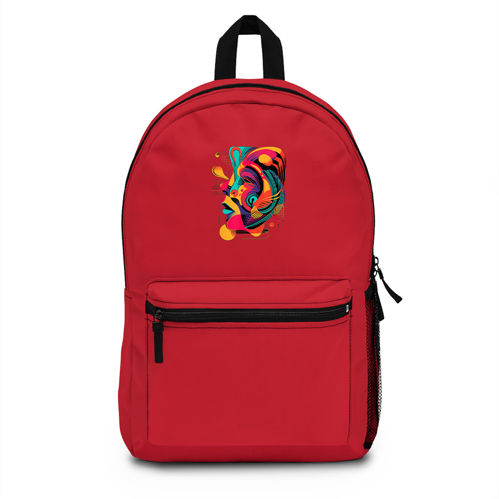 Colorful And Abstract Face Design Modern Art, Geometric Backpack - Image 7