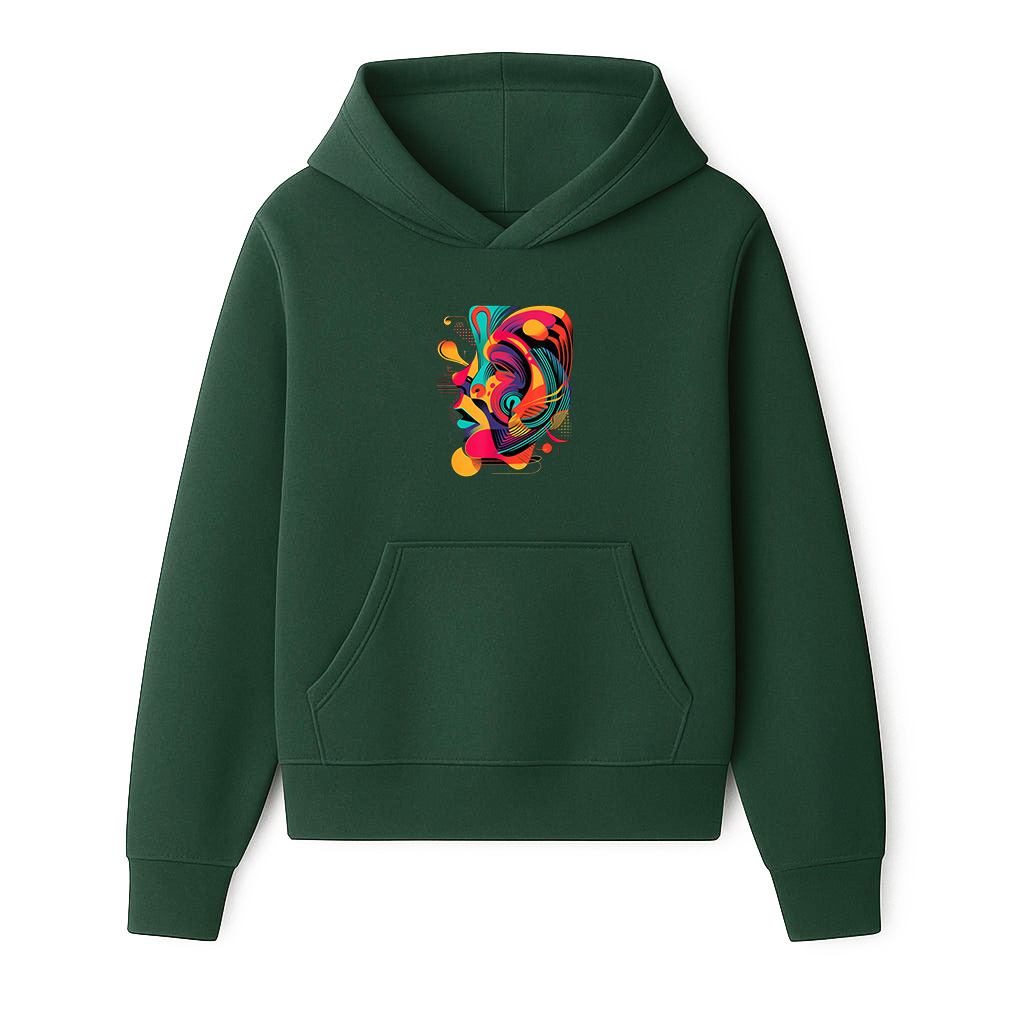 Colorful And Abstract Face Design Modern Art, Geometric Hoodie - Image 3